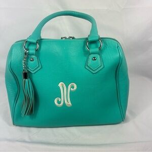 Initials Inc Chic Turquoise Satchel with Tassel Accent